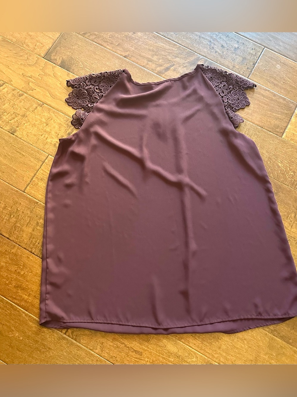 Philosophy Woman 2X Mauve Lace Shoulder Pleated Blouse Plus Size - Picture 3 of 8